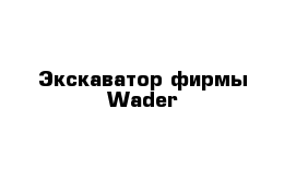 Экскаватор фирмы Wader